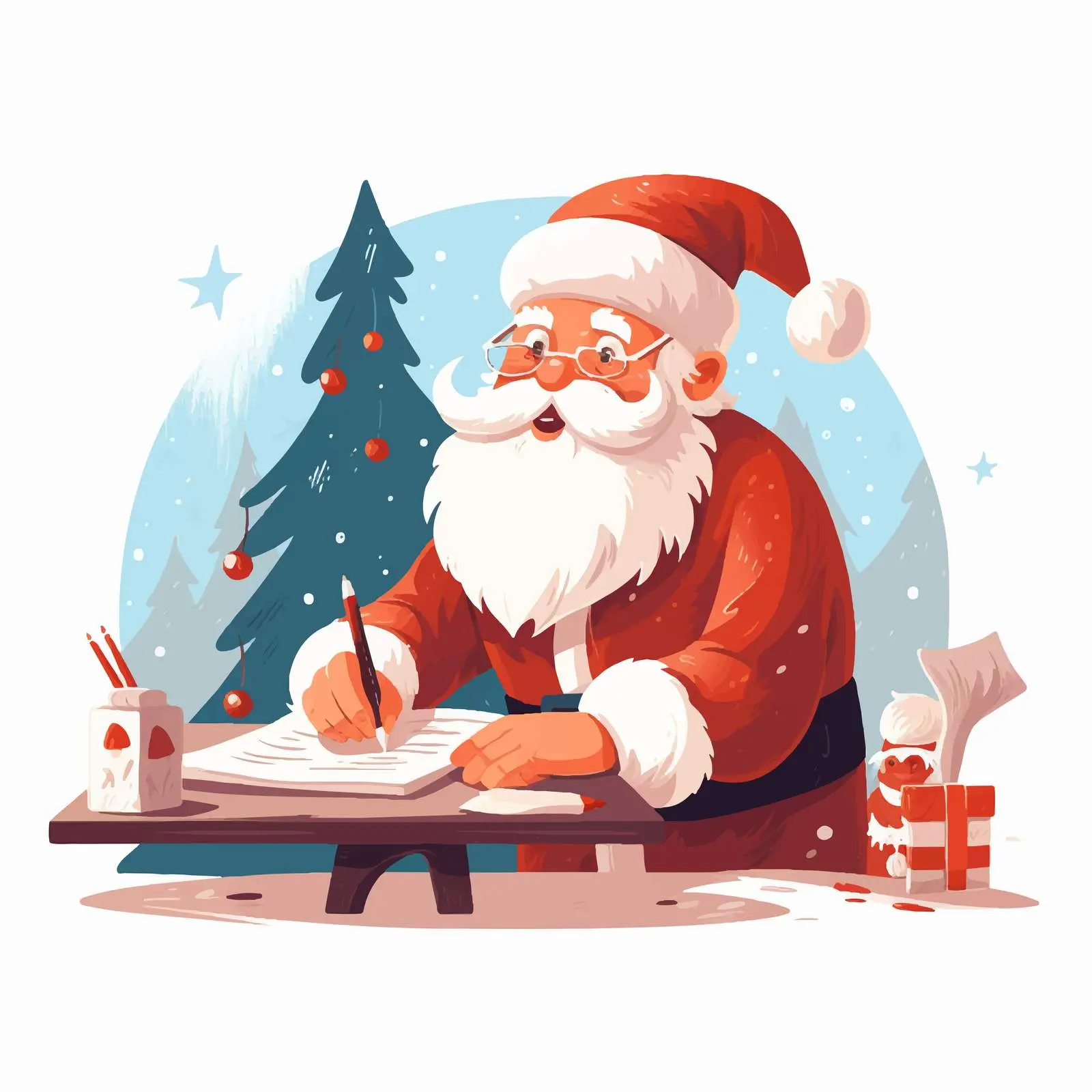 Santa Claus Writing Christmas Letters at a Table — free download from Dotvec