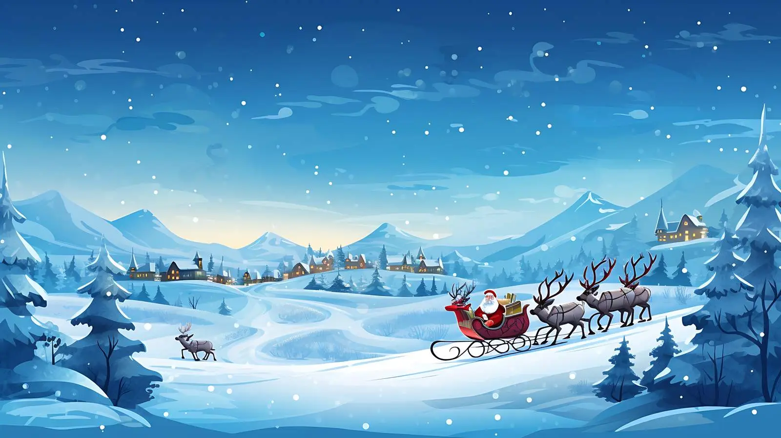 Santa Sleigh Night Holiday Card — free download from Dotvec