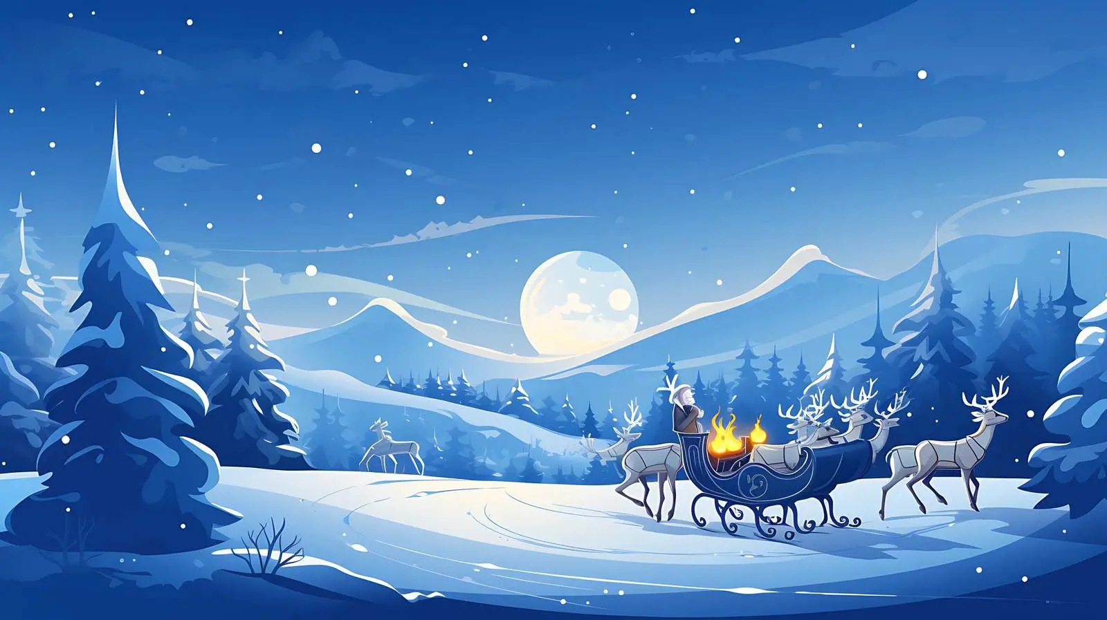 Santa Sleigh Night Holiday Card — free download from Dotvec