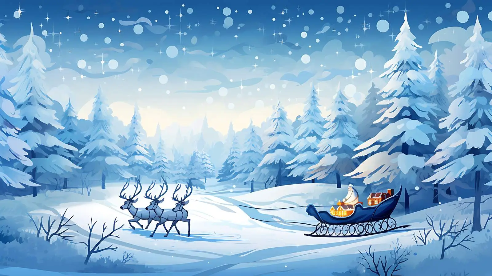 Santa Driving Sleigh Christmas Card — free download from Dotvec