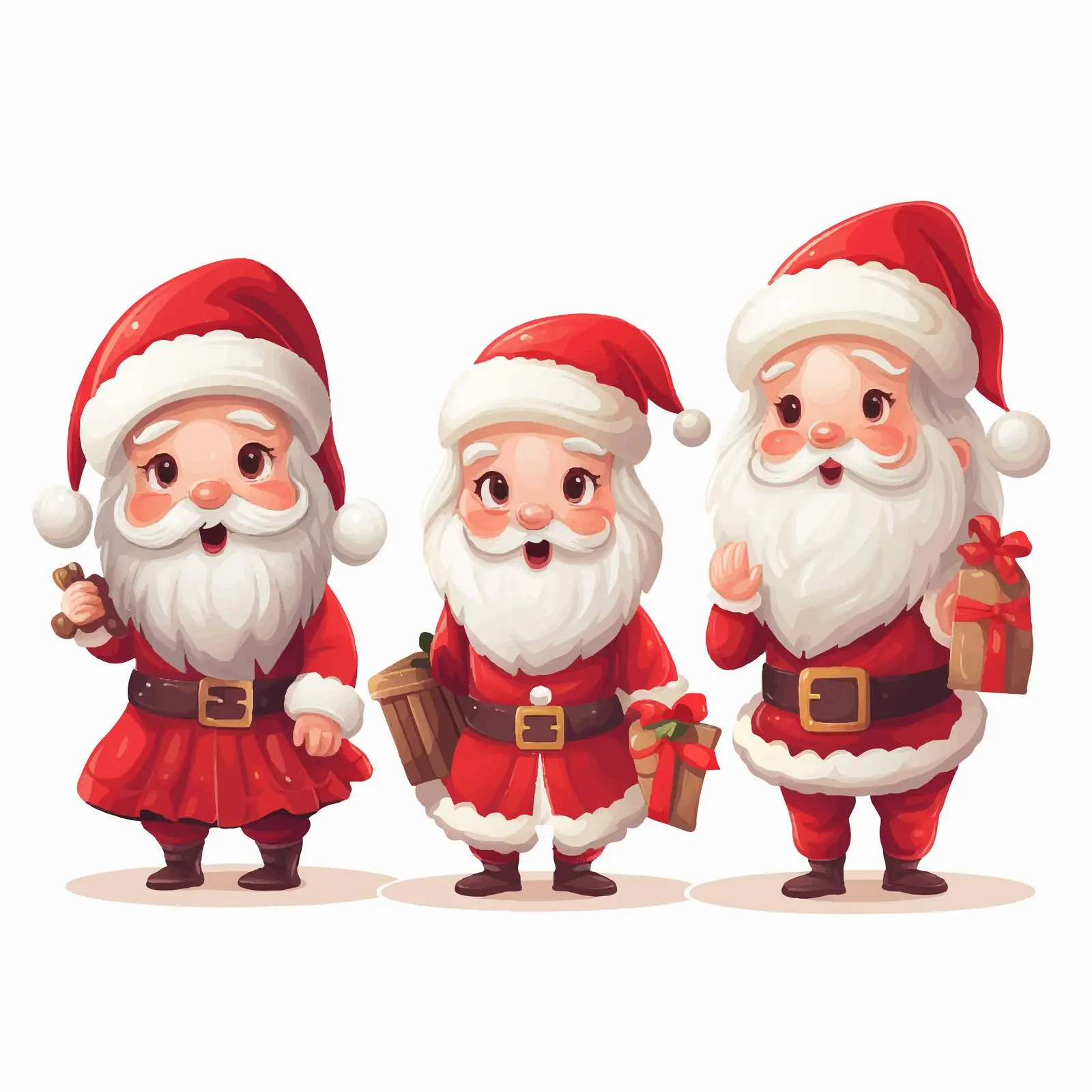 Santa and Elves Cartoon Vector on White Background — free download from Dotvec