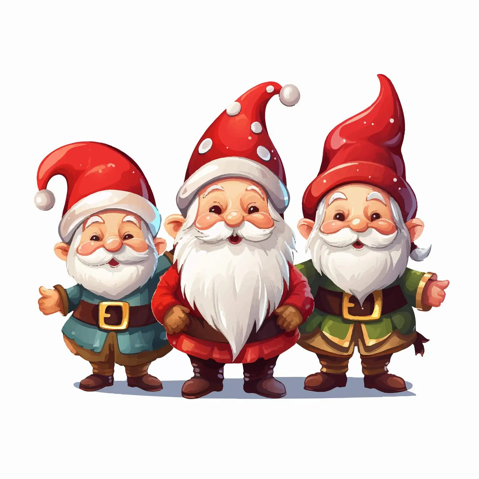 Santa and Elves Cartoon Vector on White Background — free download from Dotvec