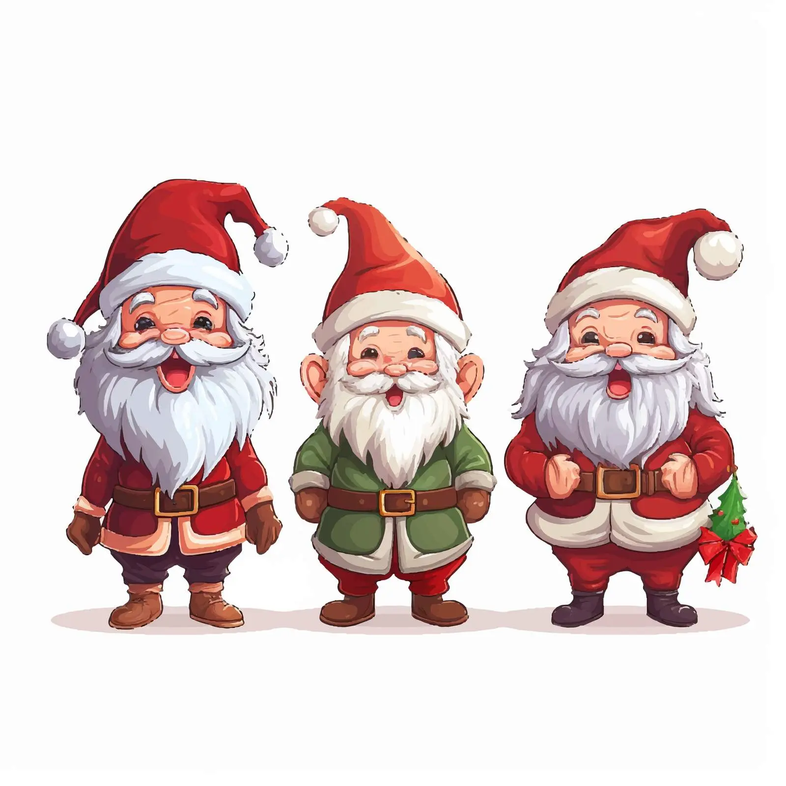 Santa and Elves Cartoon Vector on White Background — free download from Dotvec