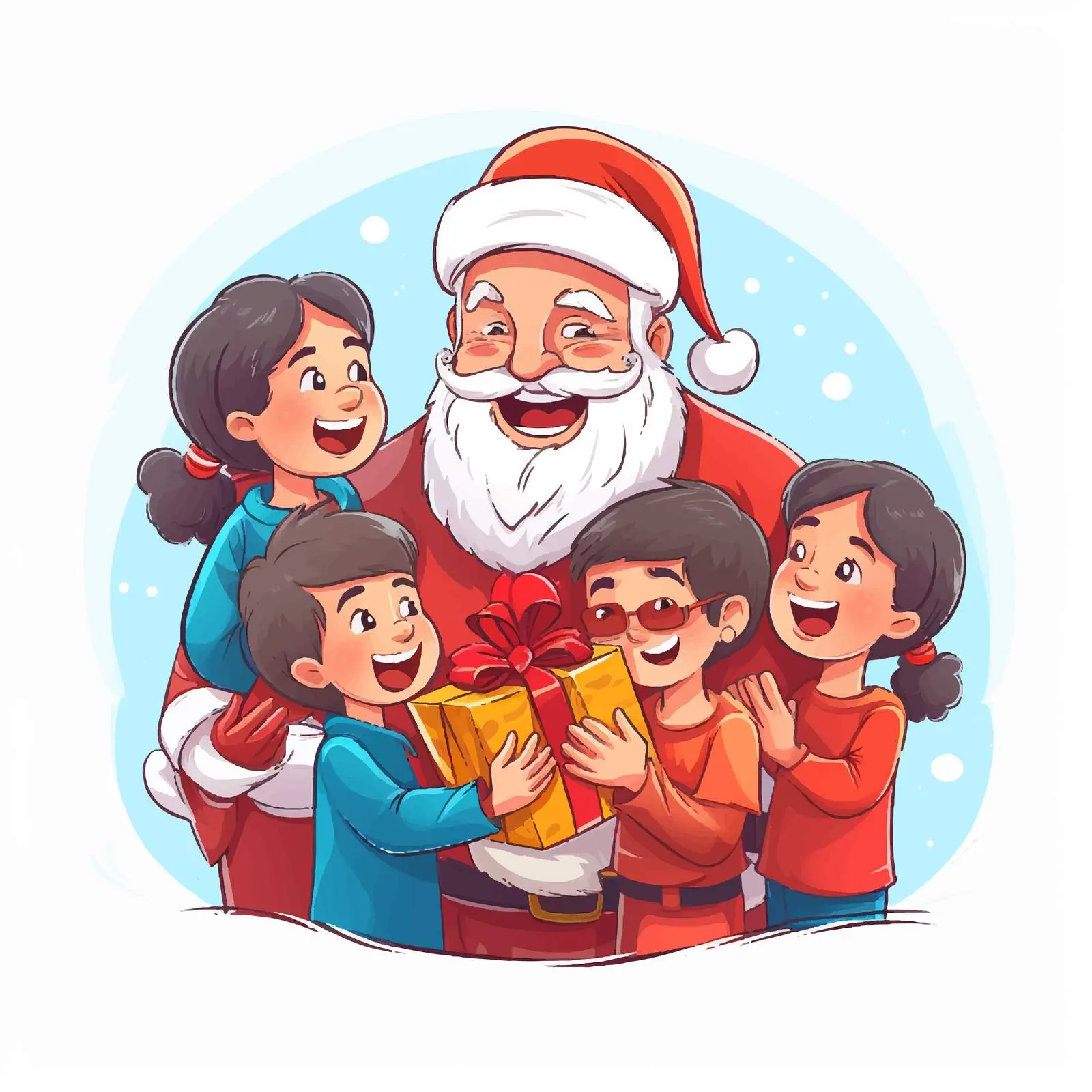 Santa Giving Gifts to Happy Celebrating Group — free download from Dotvec