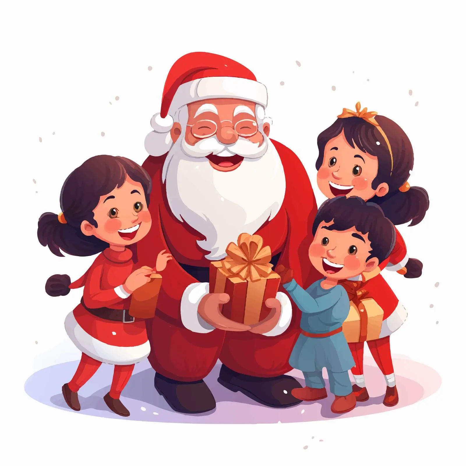Santa Giving Gifts to Happy Celebrating People — free download from Dotvec
