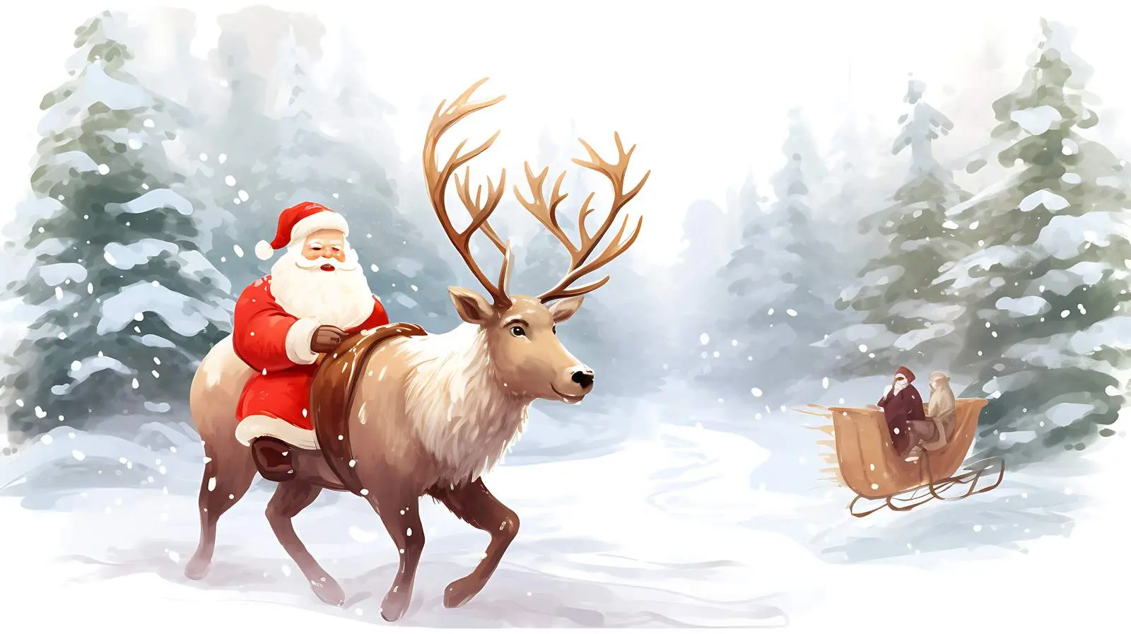 Santa on Deer Card Illustration — free download from Dotvec