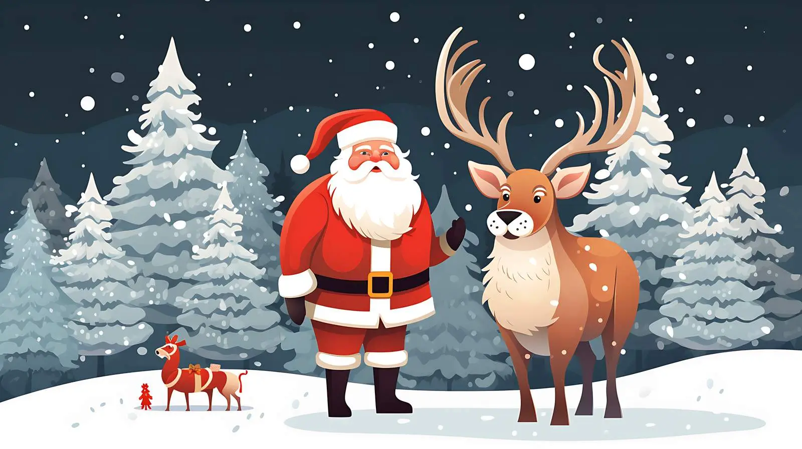 Santa on Deer Festive Card Illustration — free download from Dotvec