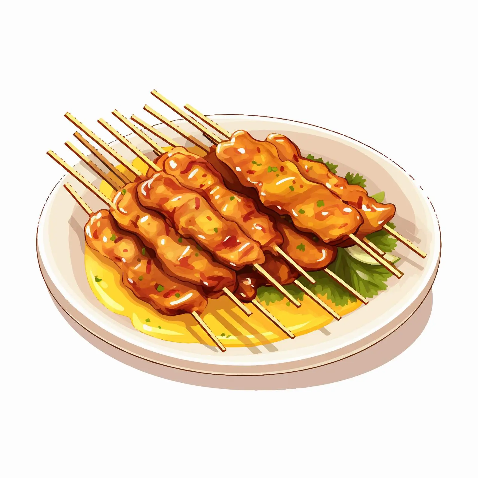 Satay Food on a Plate Illustration – free asian cuisine image from Dotvec