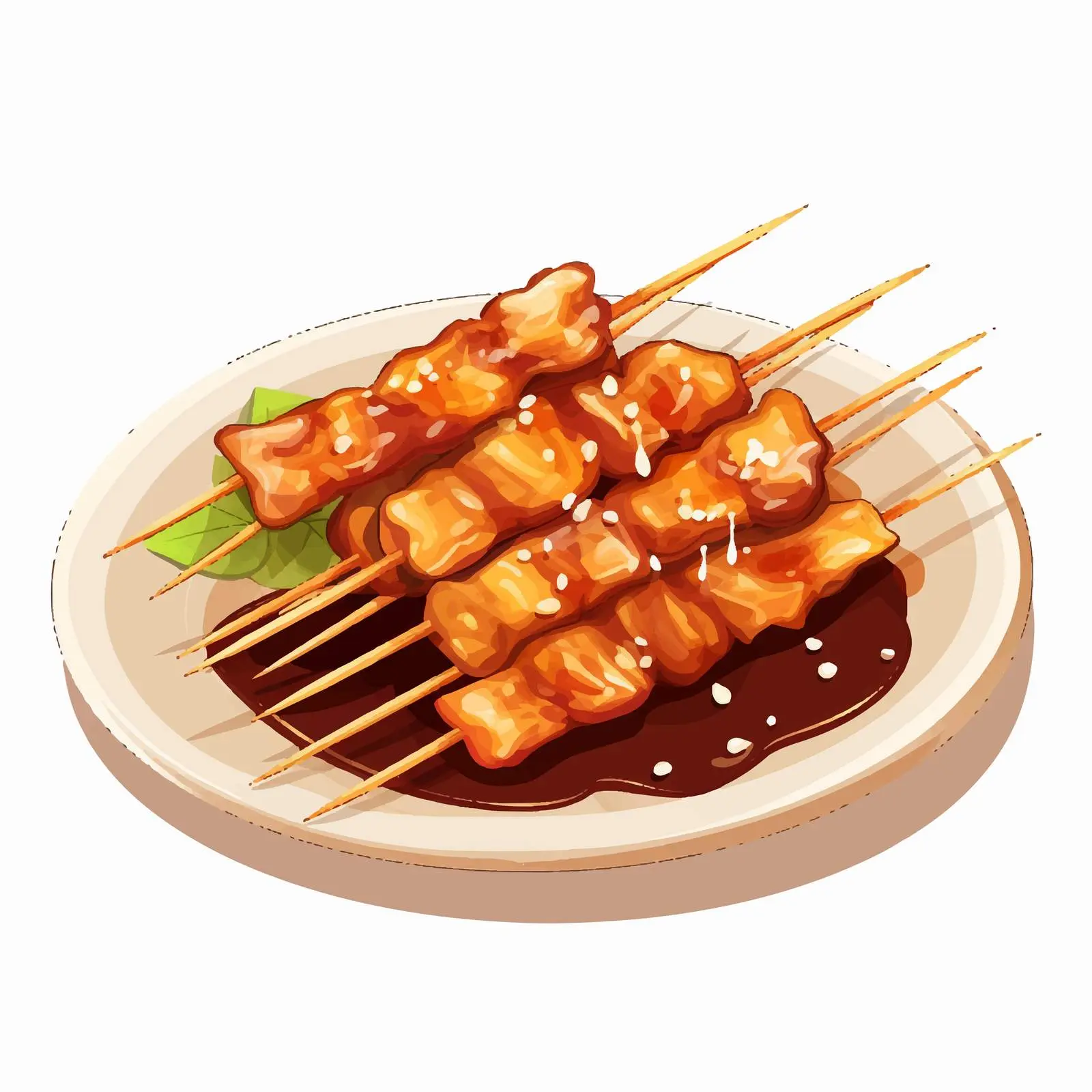 Colorful Satay Food on Plate Vector Illustration — free download from Dotvec
