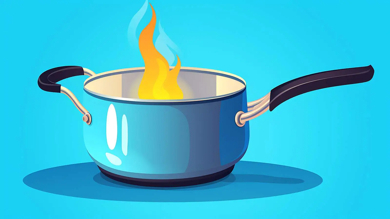 Cartoon Steel Saucepan Cooking on Burner — free download from Dotvec