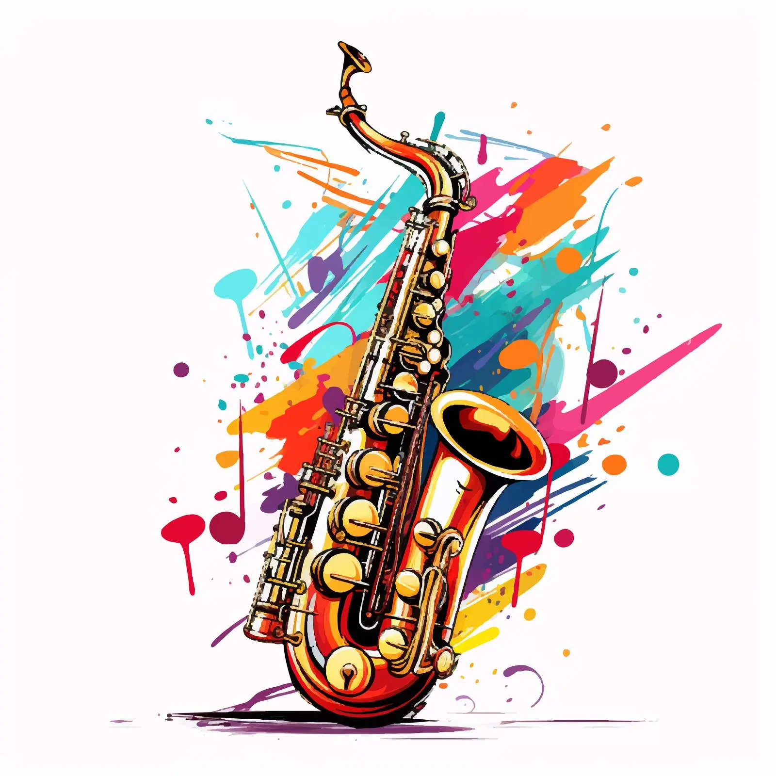 Saxophone and Music Notes Poster Illustration — free download from Dotvec