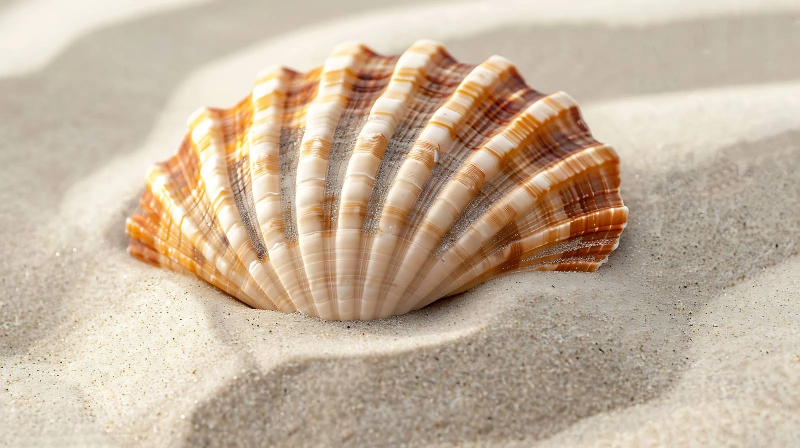 Scallop Shell Resting on Caribbean Seashore — free download from Dotvec