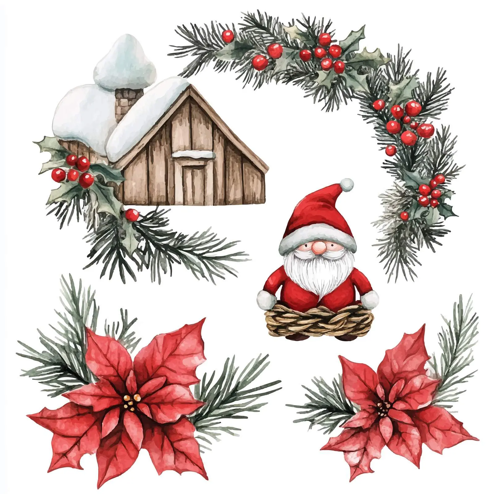 Scandinavian Gnome House Woven Wreath Design — free download from Dotvec