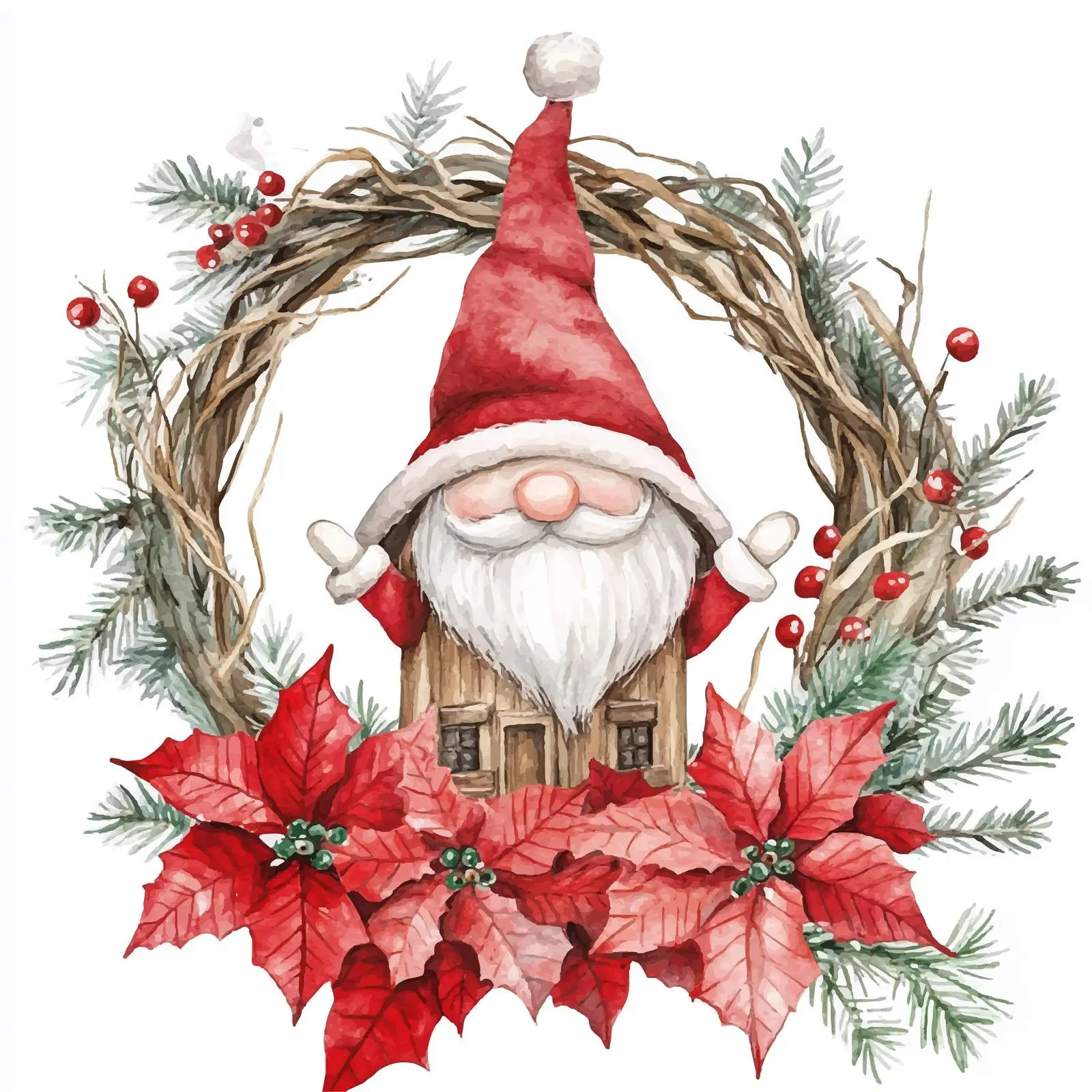 Scandinavian Gnome House Wreath Design — free download from Dotvec