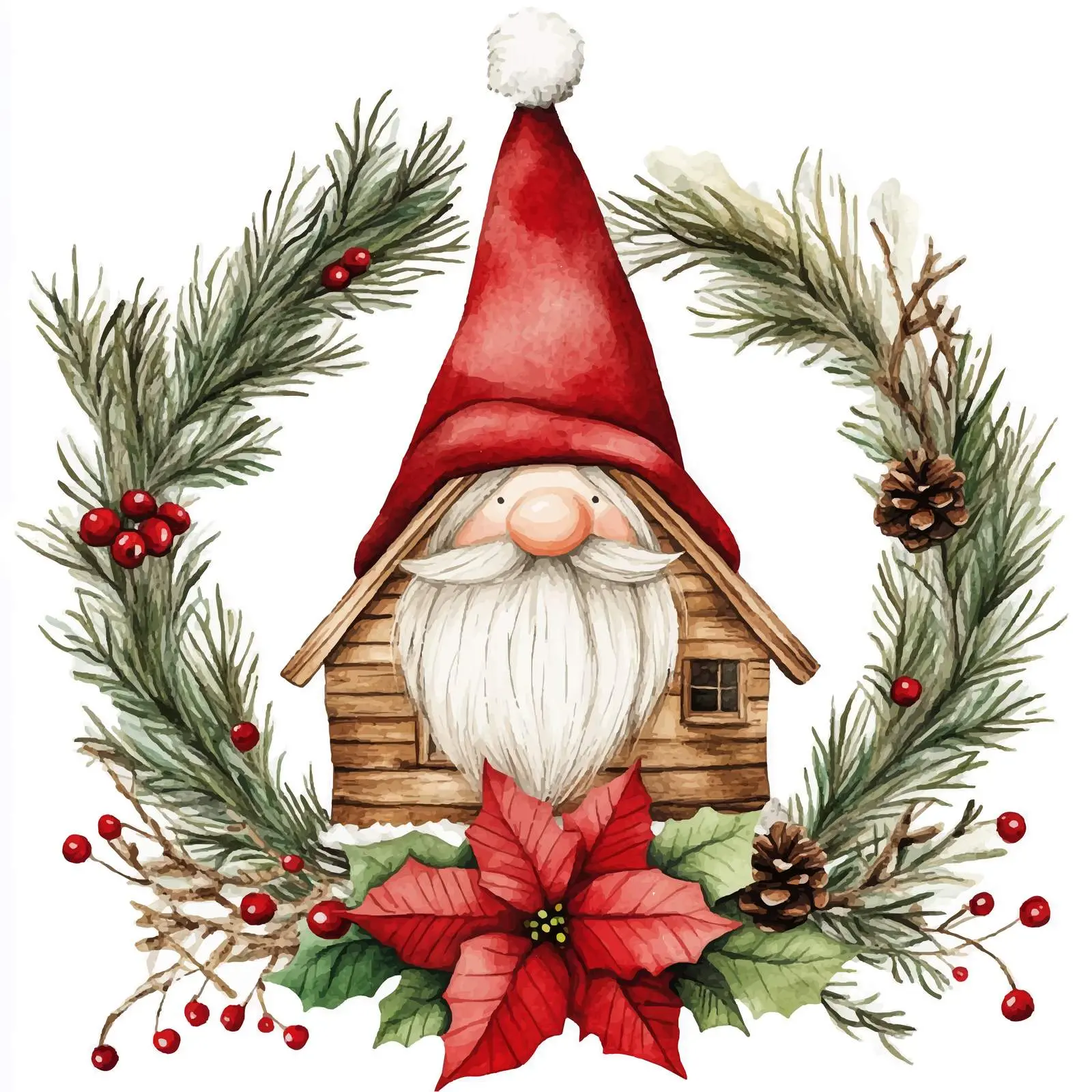 Scandinavian Gnome House Woven Wreath — free download from Dotvec