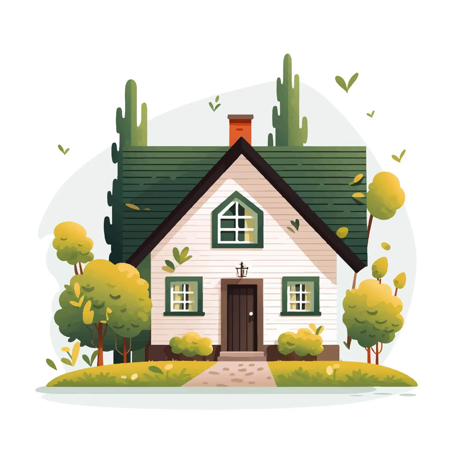 Scandinavian House Exterior with Surrounding Trees — free download from Dotvec