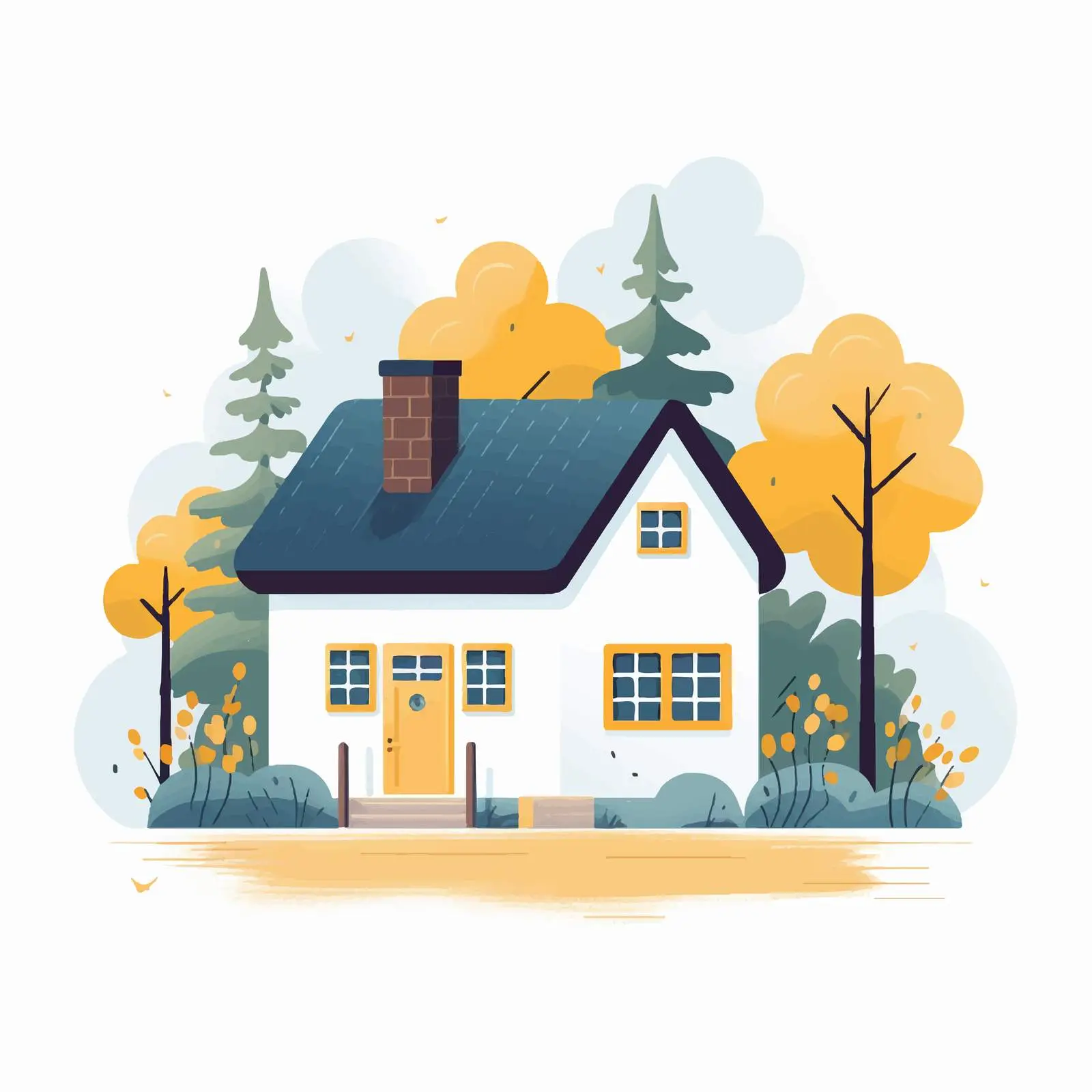 Charming Scandinavian House with Trees — free download from Dotvec