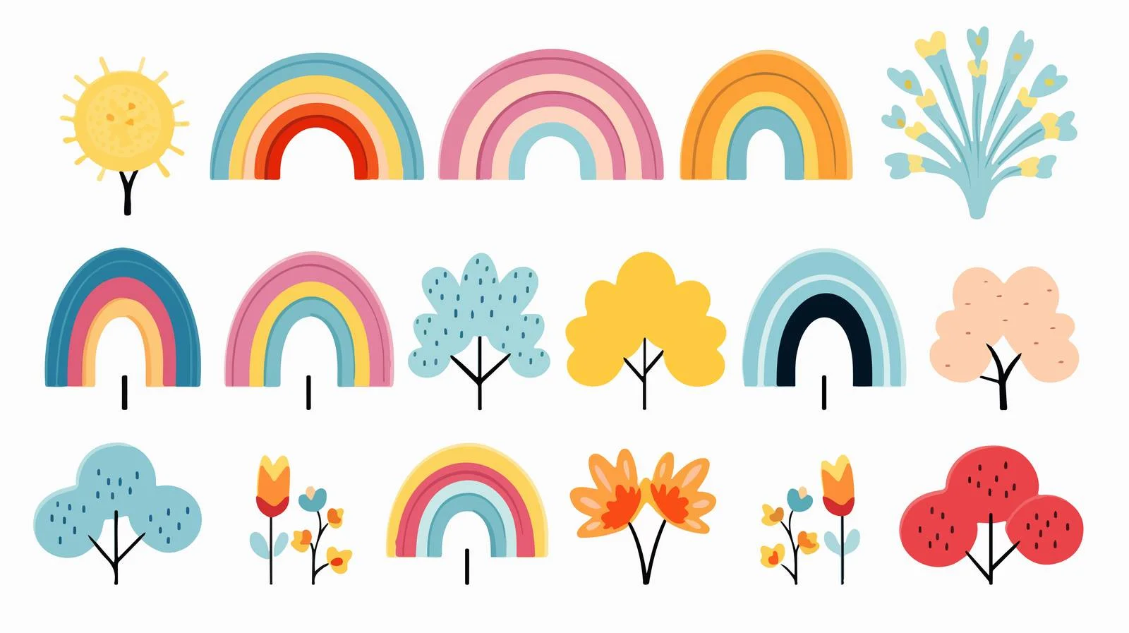 Scandinavian Rainbow Greeting Card Elements — free download from Dotvec