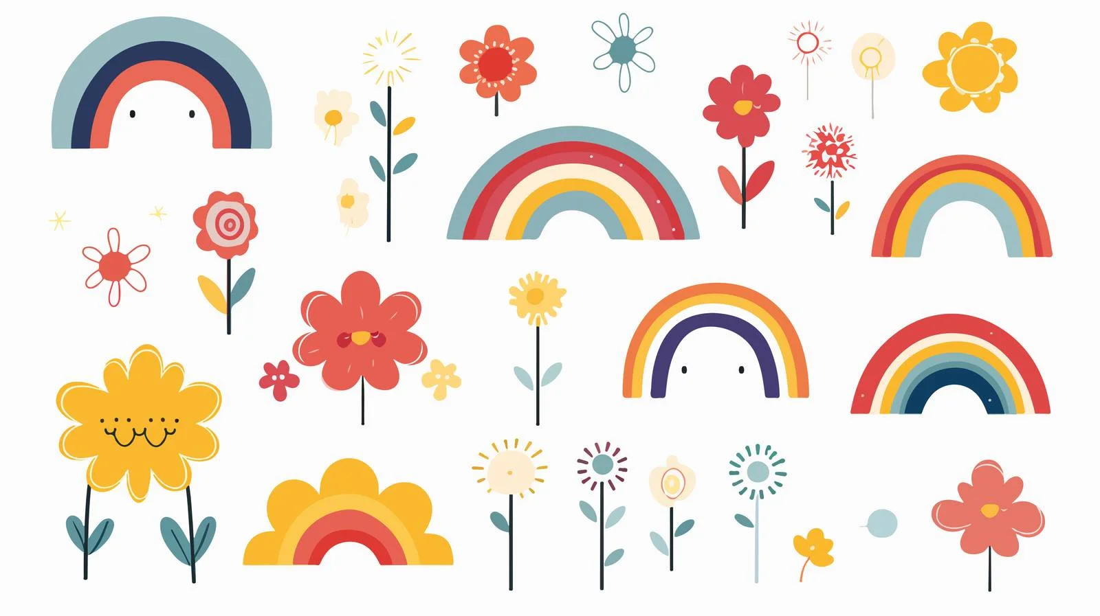 Scandinavian Rainbow Greeting Card Elements — free download from Dotvec