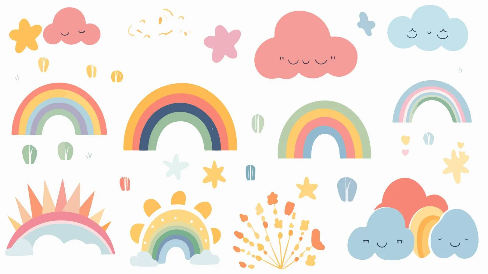 Scandinavian Rainbow Greeting Card Elements — free download from Dotvec