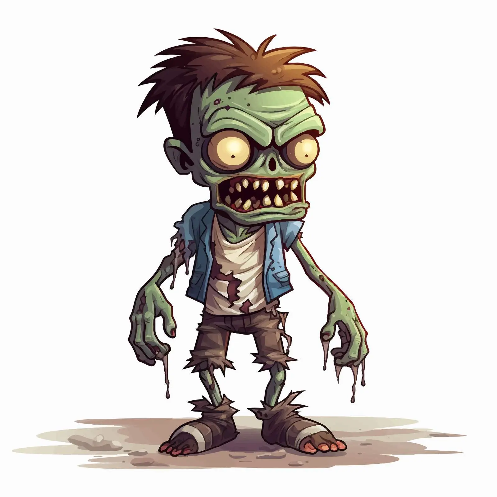 Scary Zombie Cartoon Character Vector Illustration — free download from Dotvec