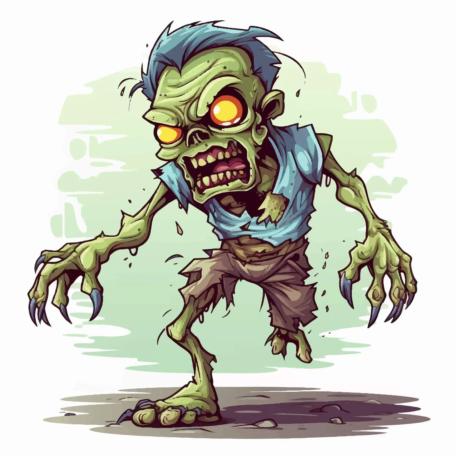 Scary Zombie Cartoon Character Vector Illustration — free download from Dotvec