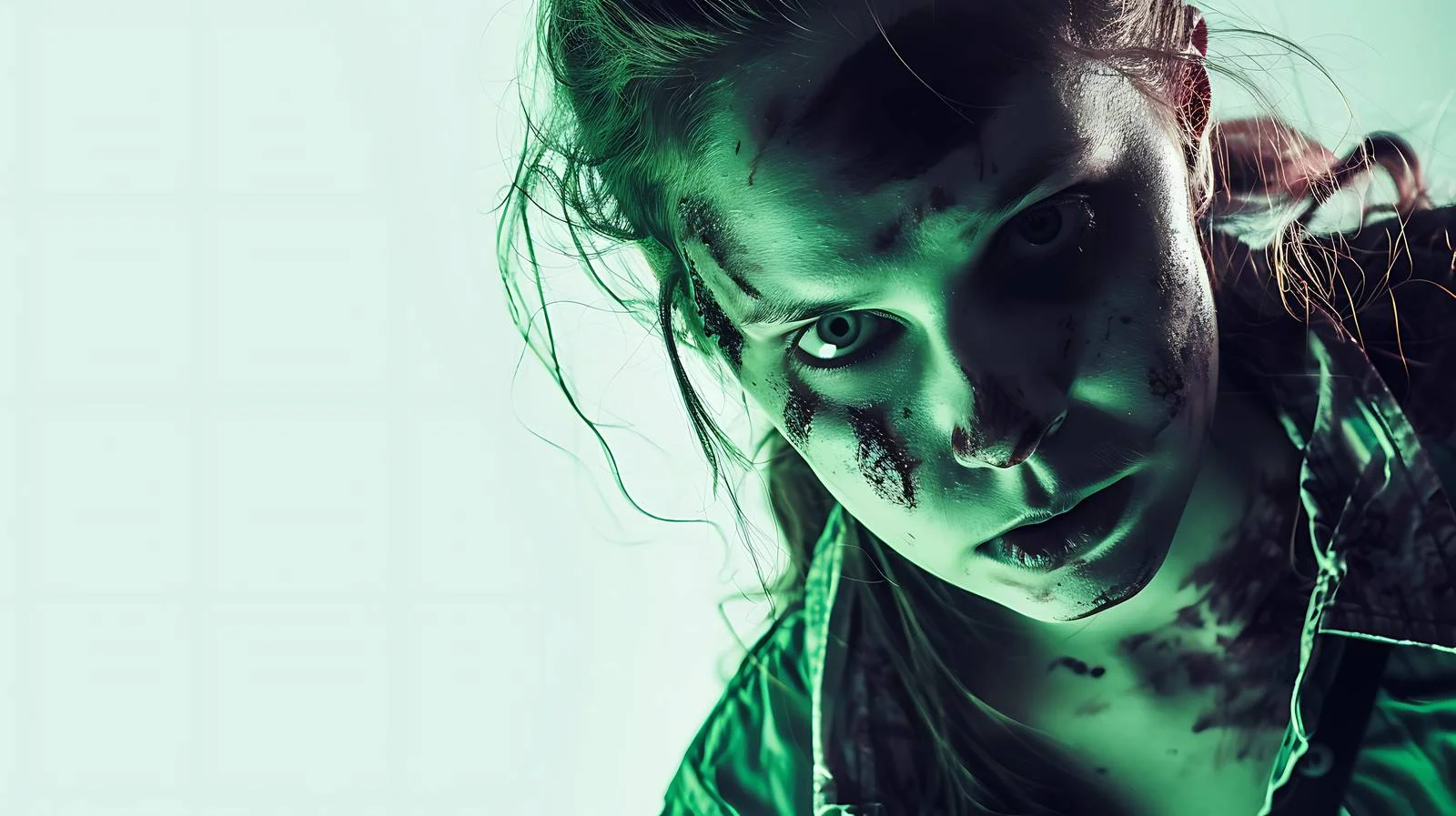 Creepy Zombie Woman on Green Background — free download from Dotvec