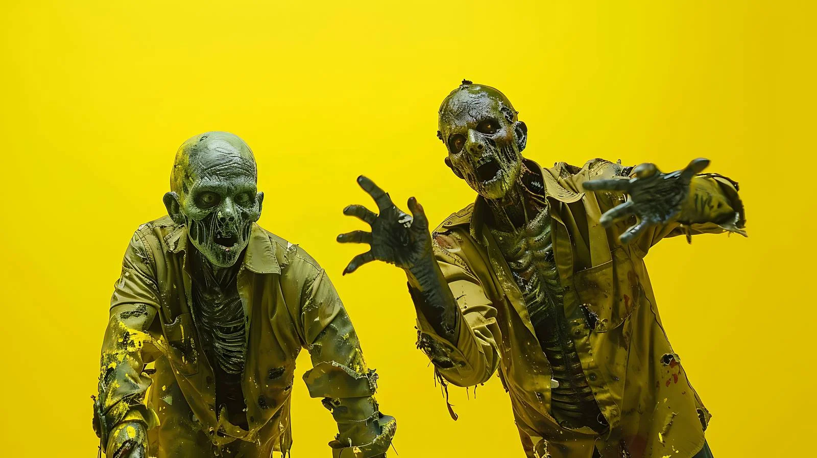 Eerie Zombie Silhouettes on Yellow Background — free download from Dotvec