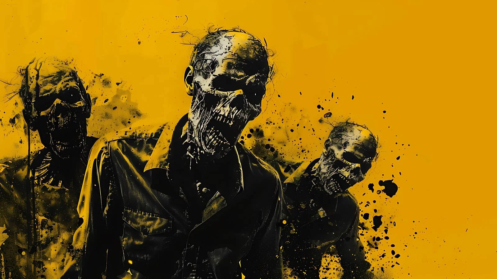Creepy Zombies on Yellow Background — free download from Dotvec