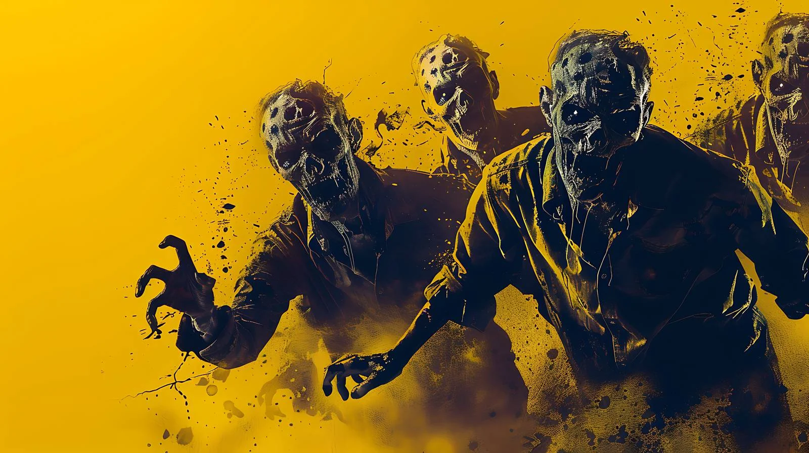 Menacing Zombies on Yellow Background — free download from Dotvec