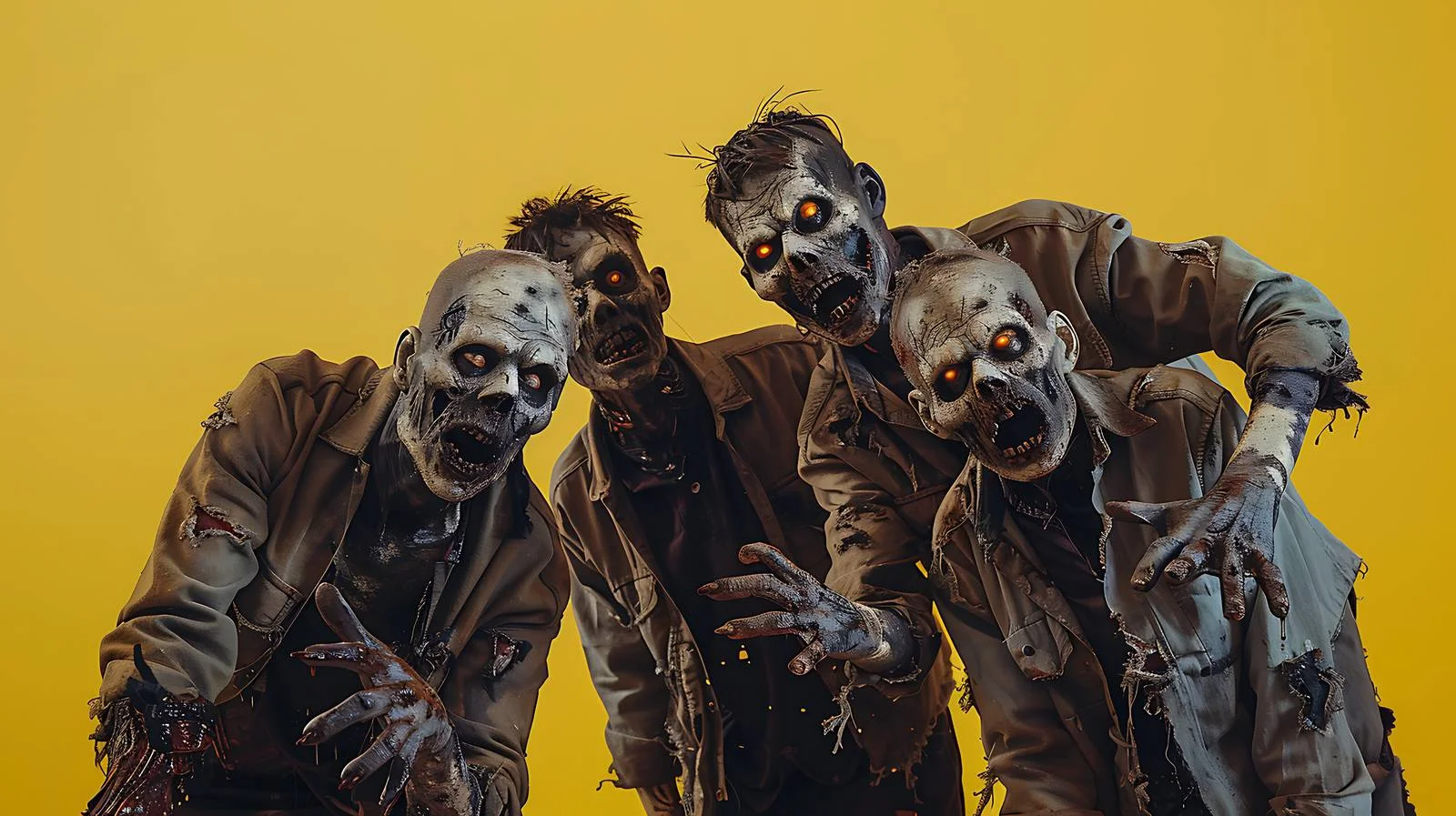 Creepy Zombies on Yellow Background — free download from Dotvec