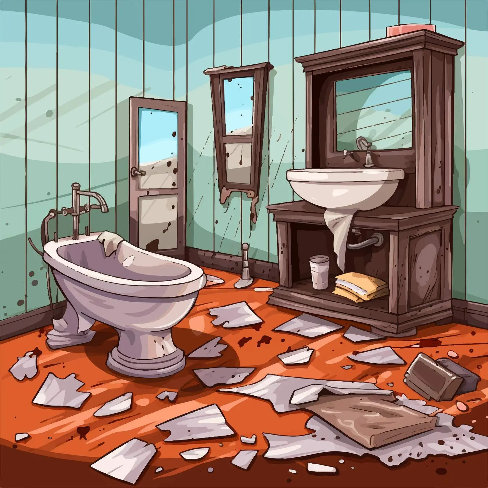 Clean and Dirty Bathroom Vector Illustration — free download from Dotvec