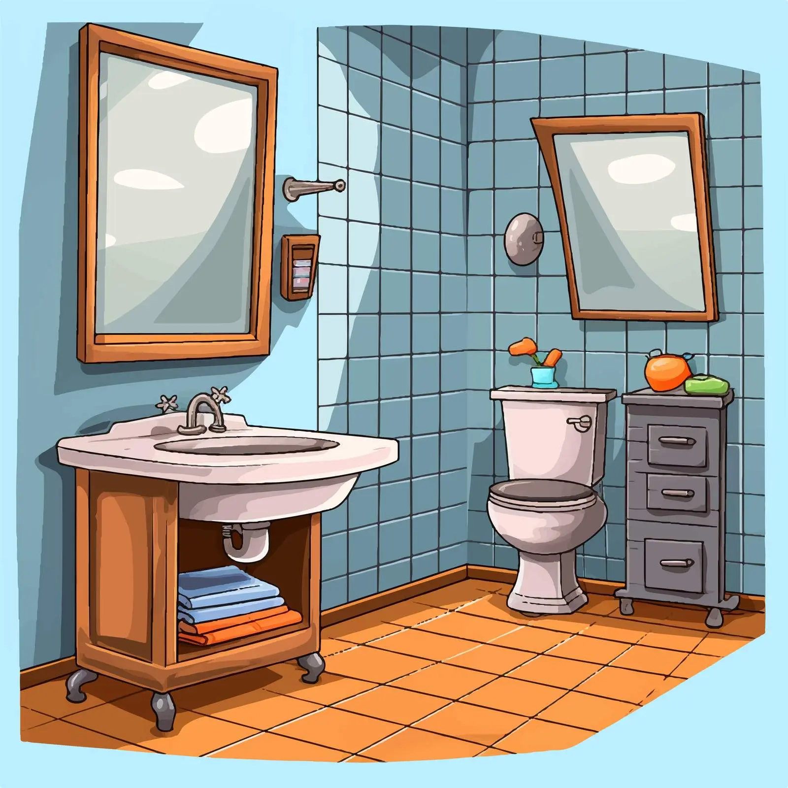 Clean and Dirty Bathroom Illustration Vector – free bathroom aesthetics image from Dotvec