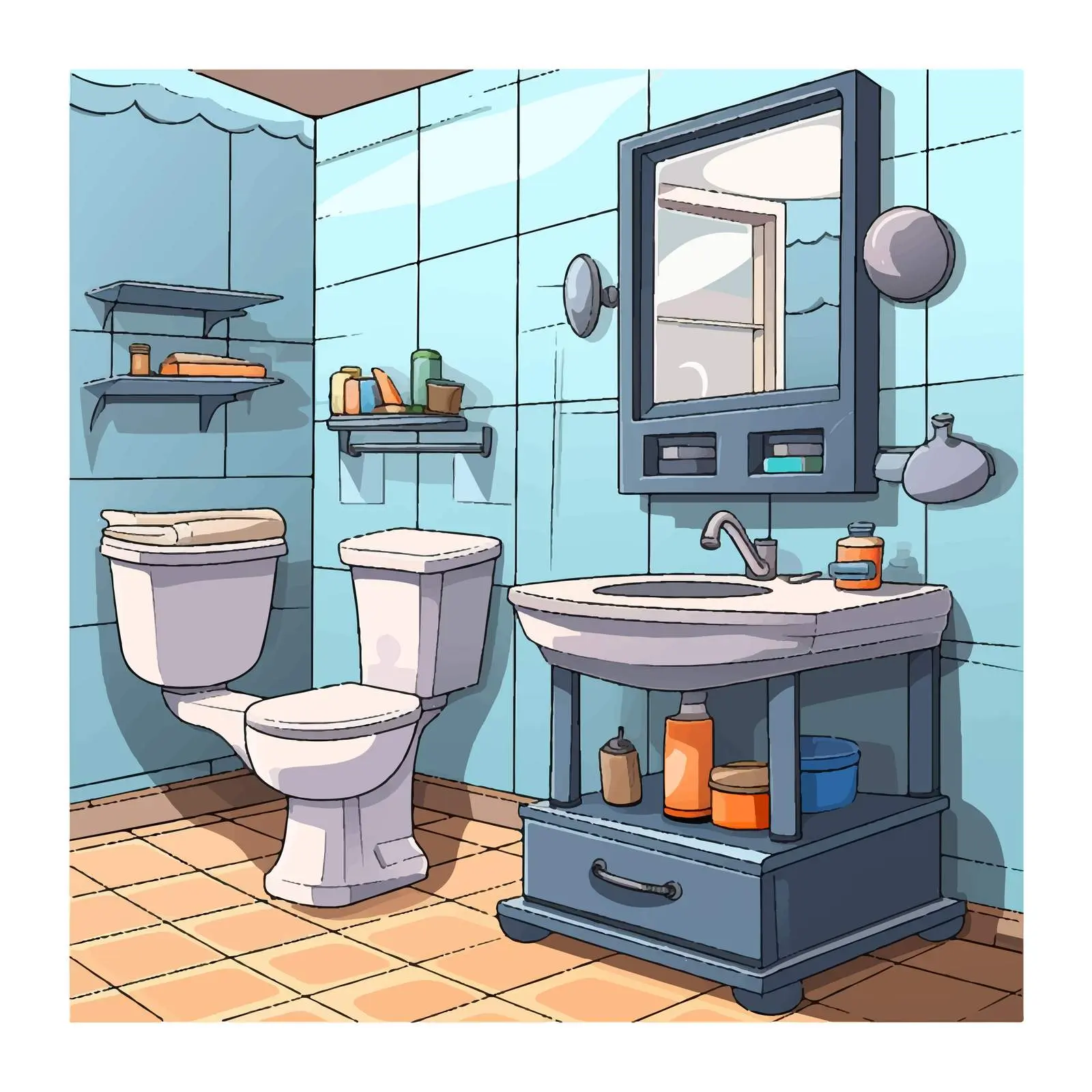 Clean and Dirty Bathroom Vector Illustration — free download from Dotvec