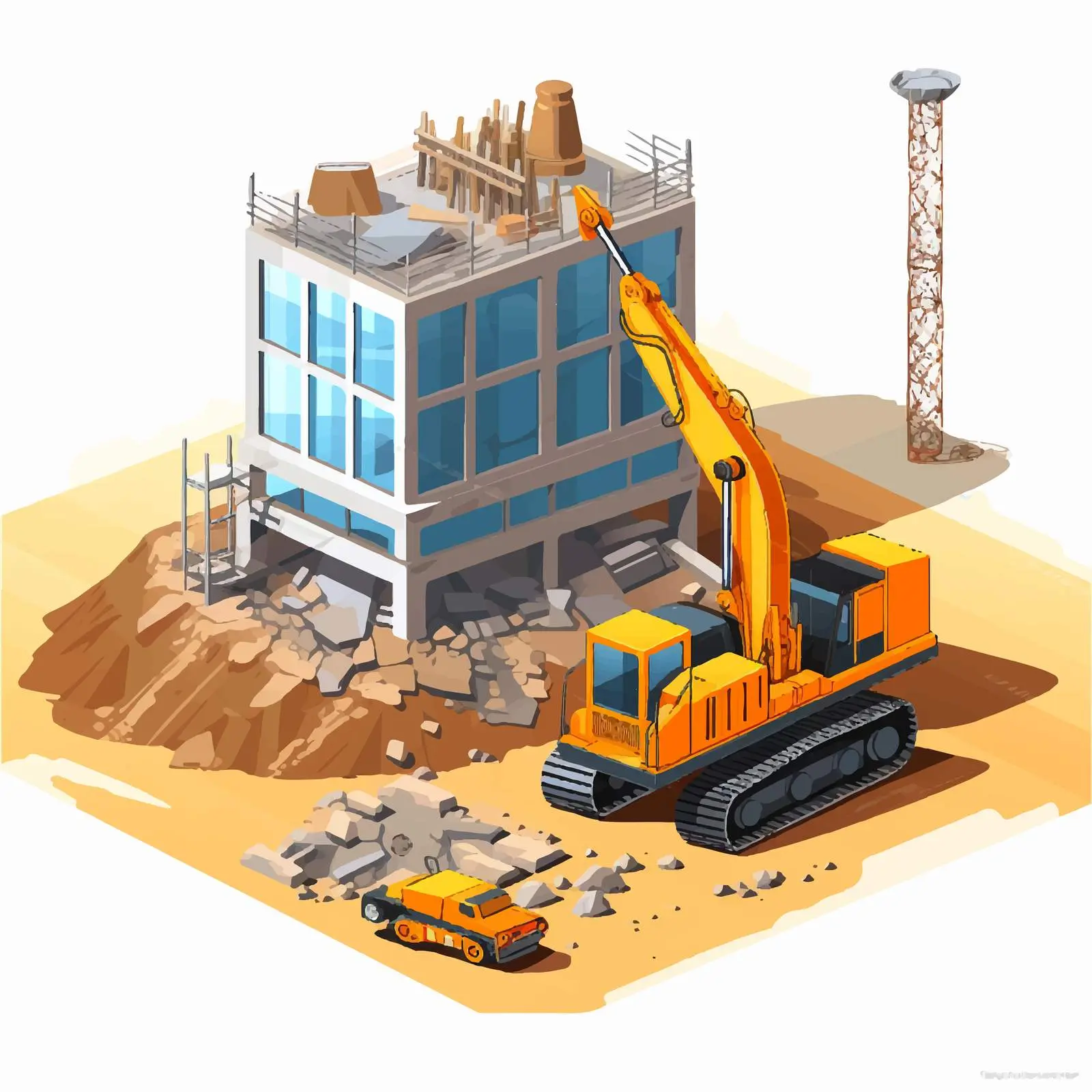 Building Construction Site Vector Illustration – free architecture design image from Dotvec