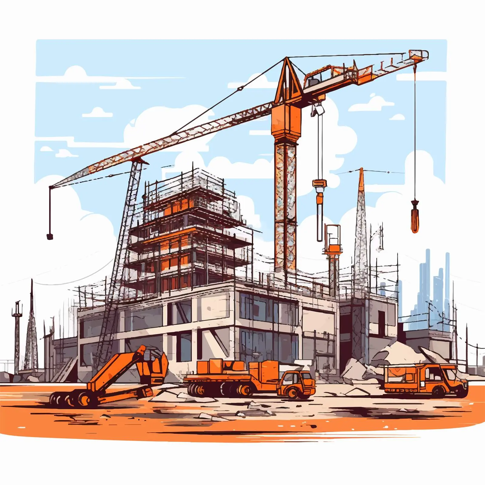 Building Construction Site Vector Illustration — free download from Dotvec