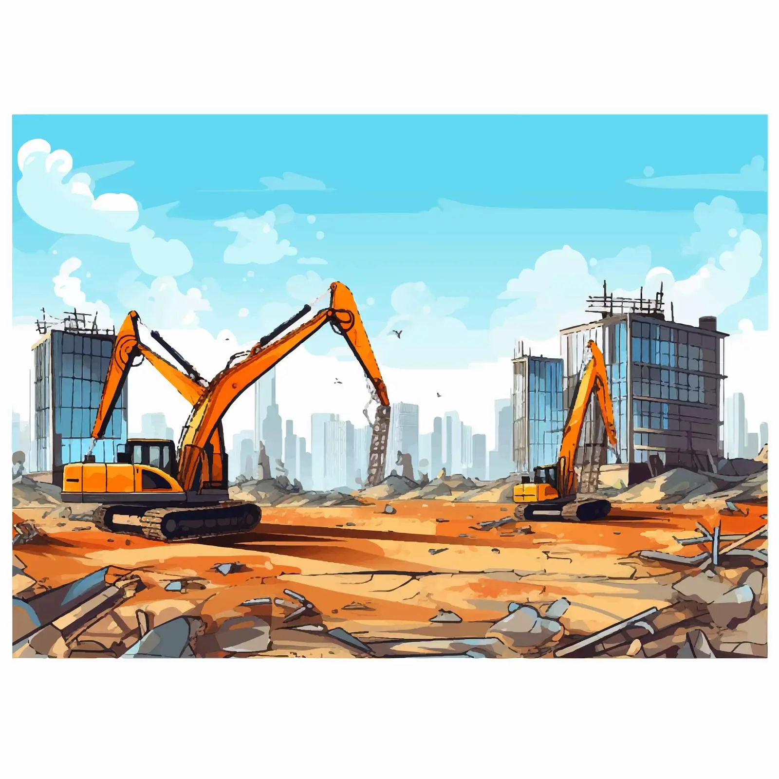 Building Construction Site Vector Illustration — free download from Dotvec