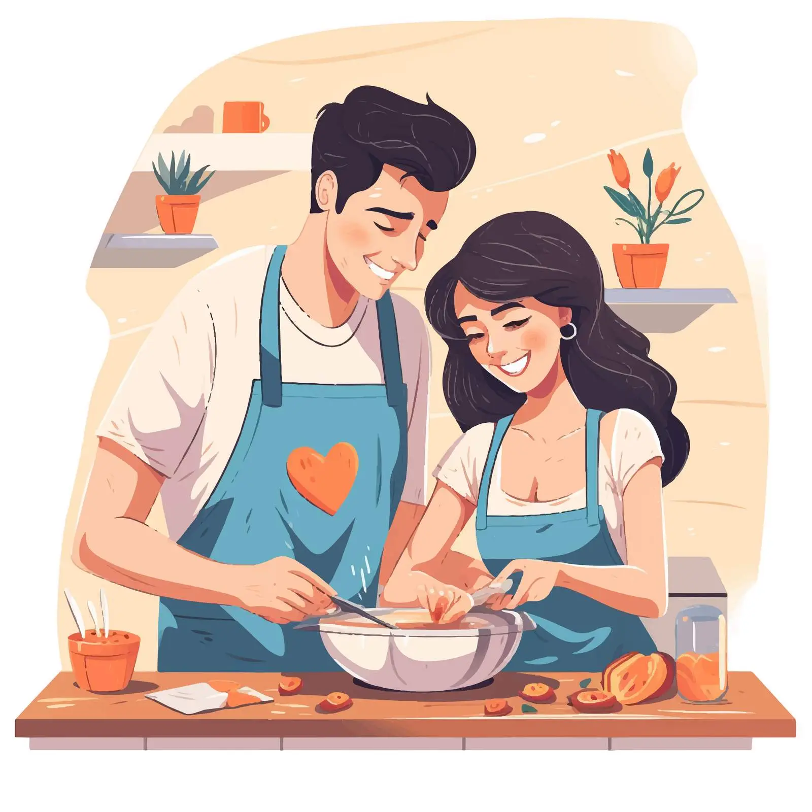 Couple Cooking Together in Love — free download from Dotvec