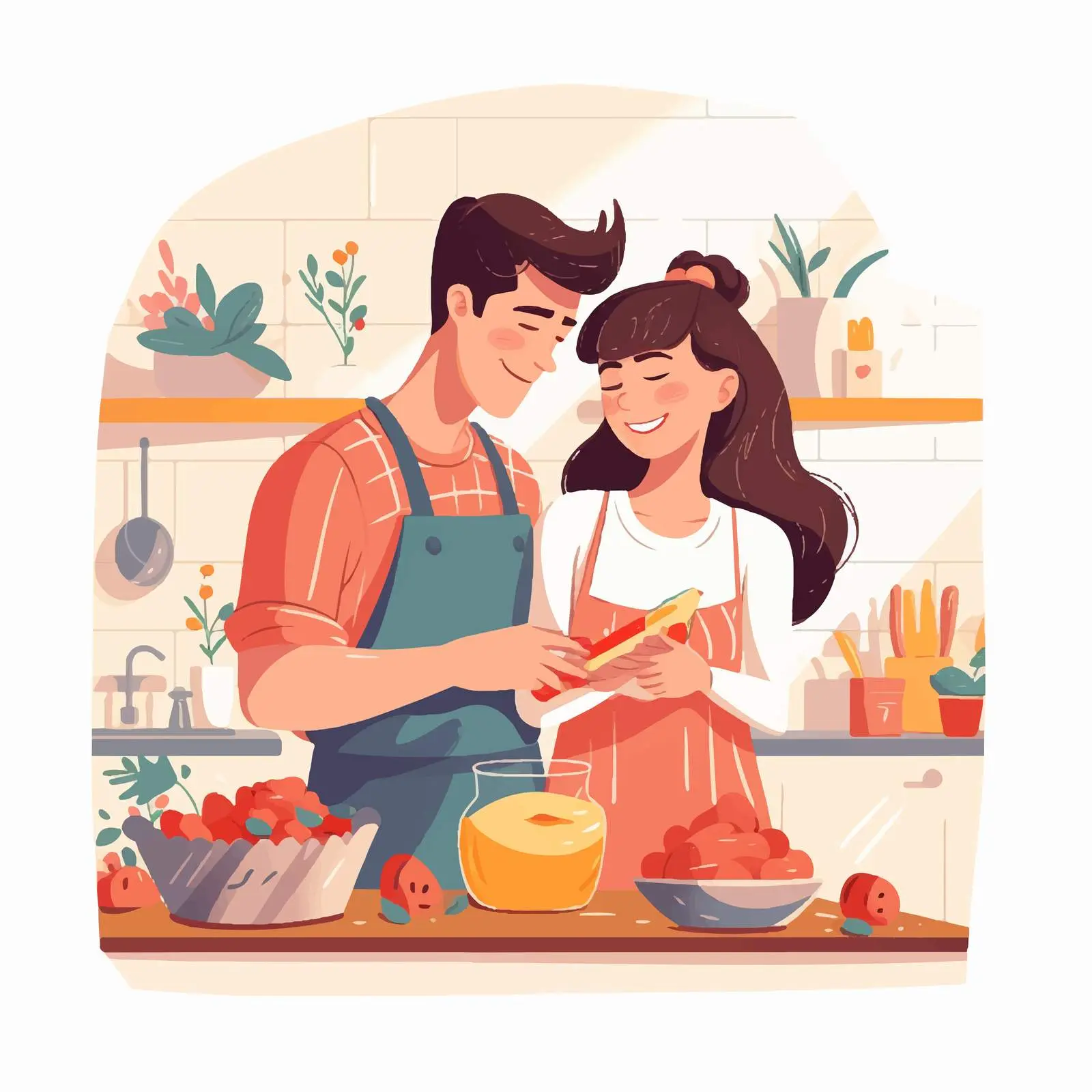 Couple Cooking Together in Love — free download from Dotvec