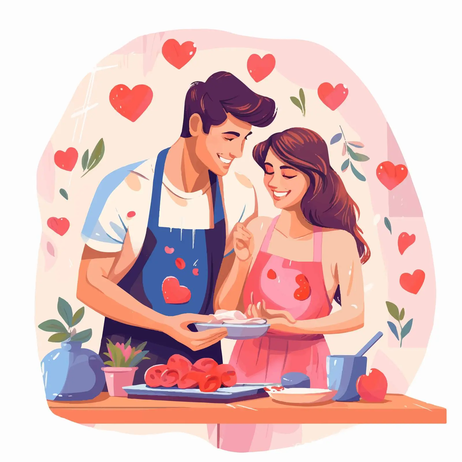 Couple Cooking Together in Love — free download from Dotvec