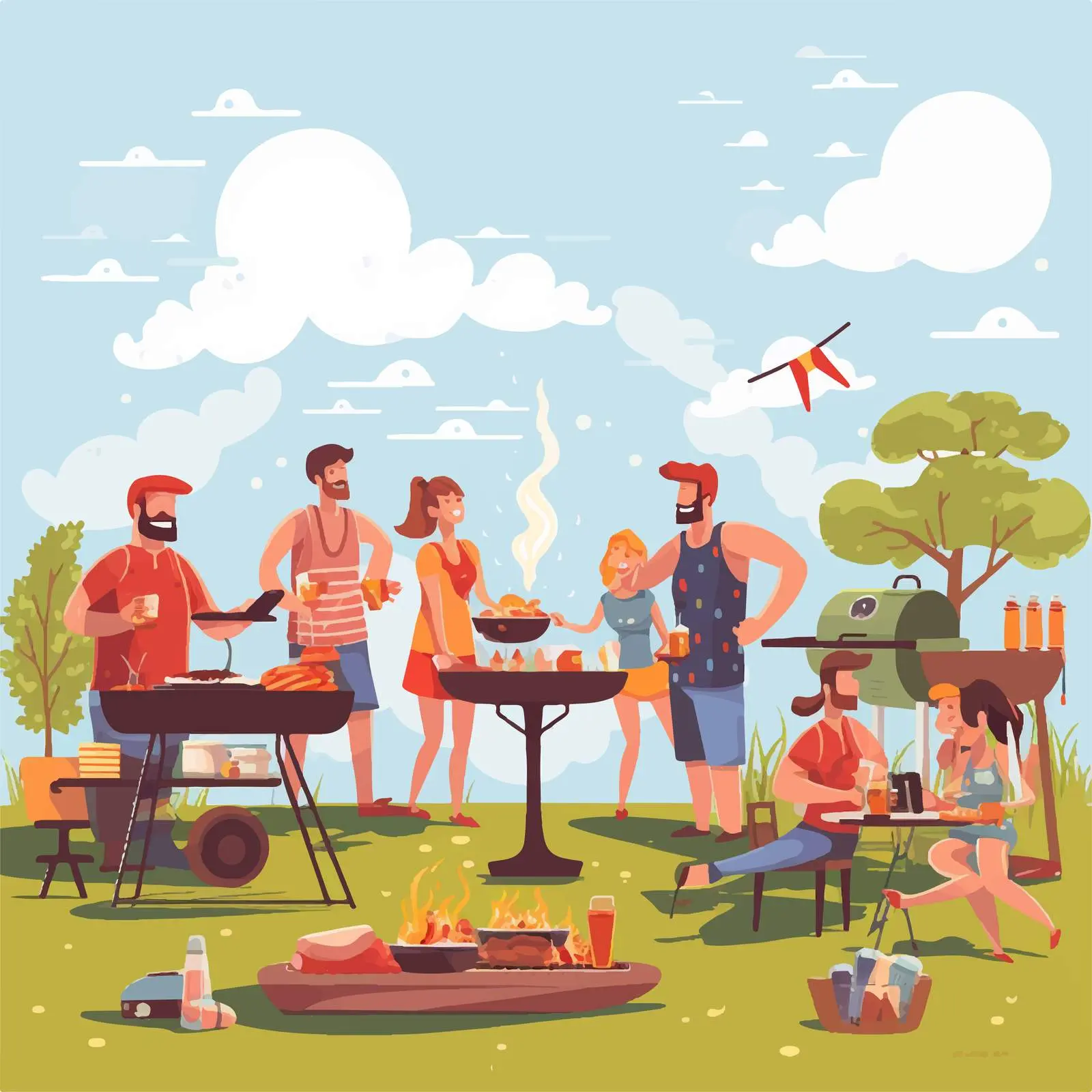 Outdoor Barbecue Party with People Enjoying BBQ — free download from Dotvec