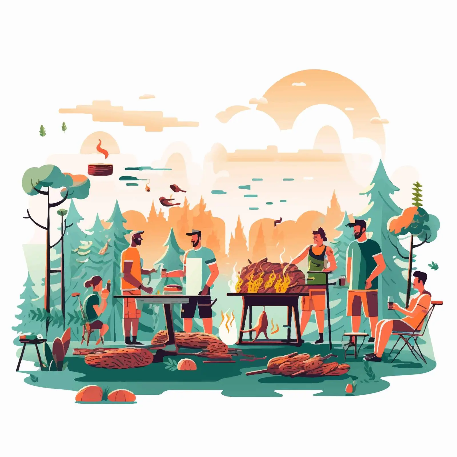 Outdoor Barbecue Party with Friends and BBQ Cooking — free download from Dotvec