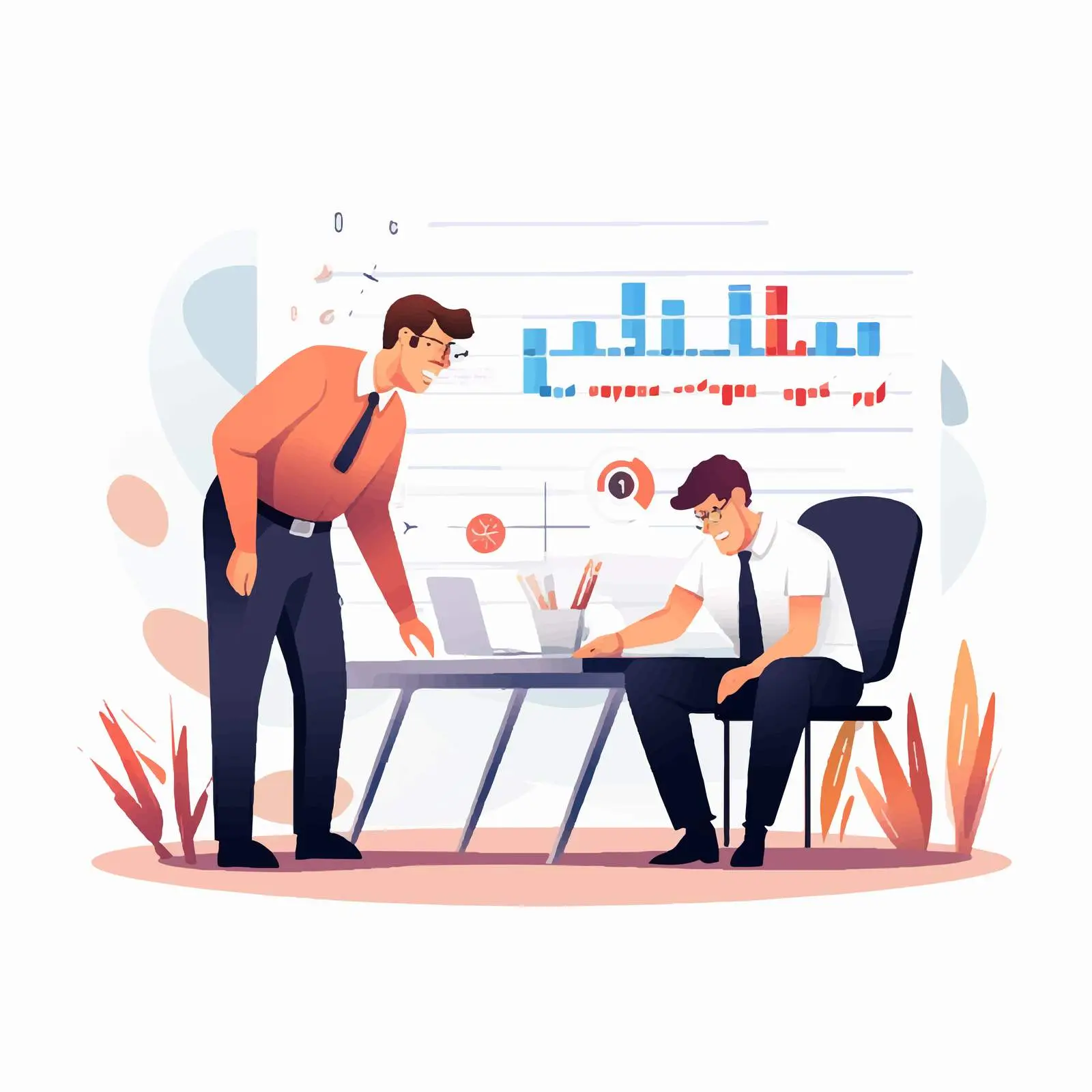 Angry Boss Evaluating Unsatisfactory Work Results — free download from Dotvec