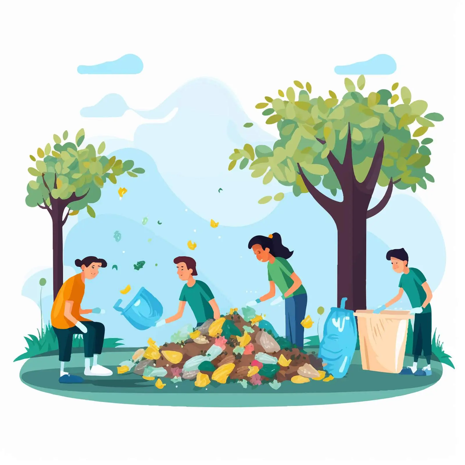 Children Cleaning Nature Collecting Garbage — free download from Dotvec