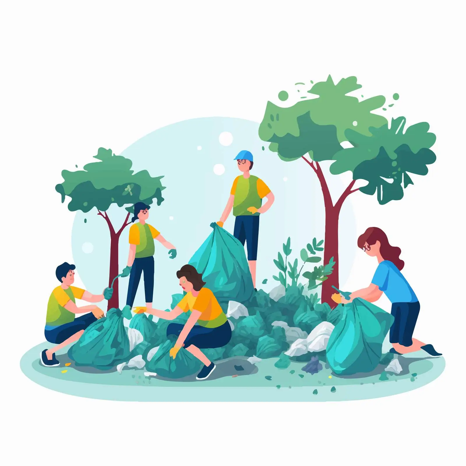 Children Cleaning Nature by Collecting Garbage — free download from Dotvec