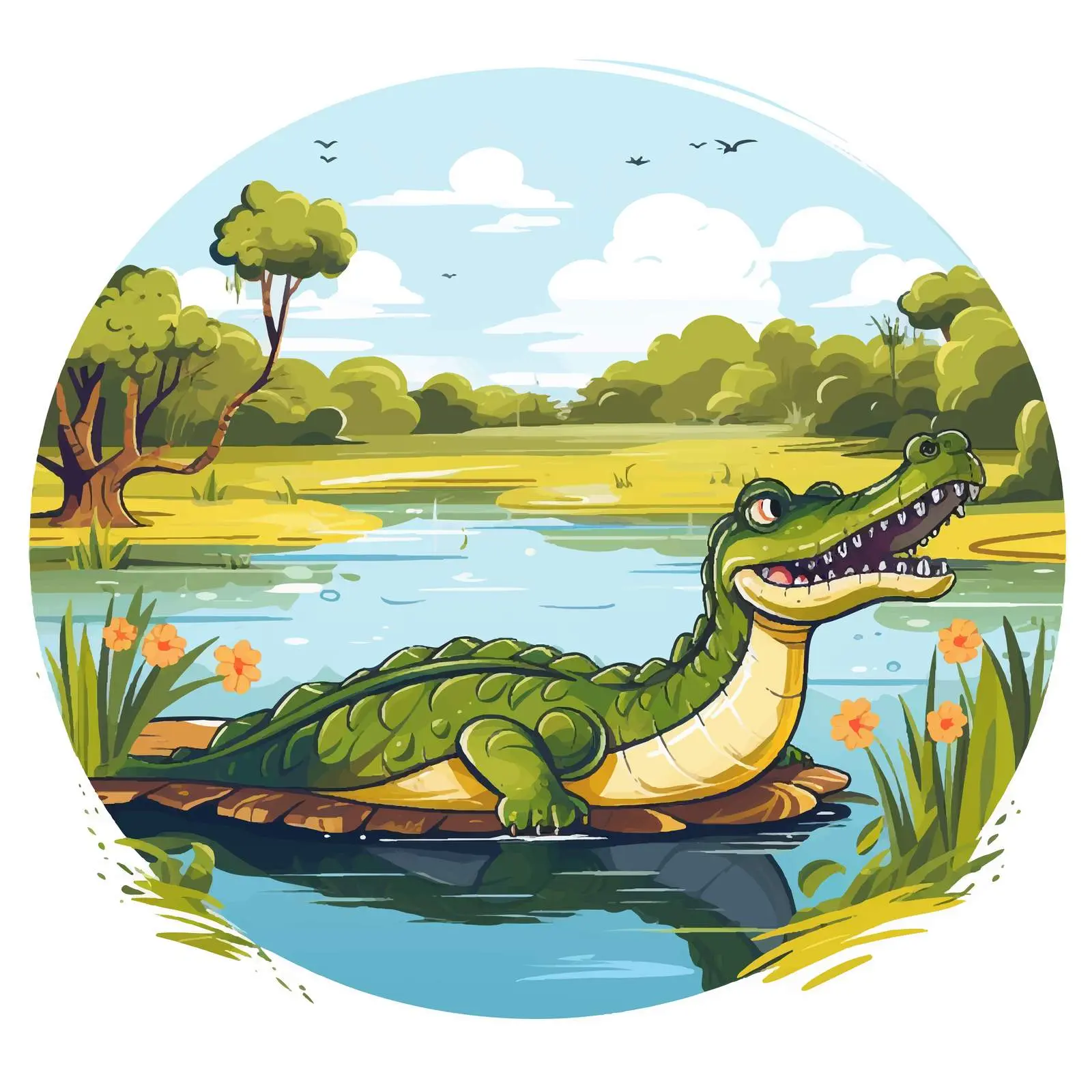 Crocodiles by the Pond - Stock Vector Illustration — free download from Dotvec