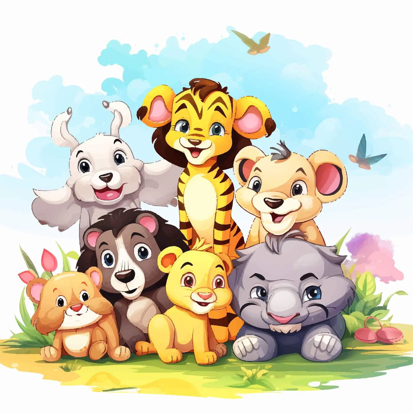 Cute Animals Illustration in Daylight — free download from Dotvec