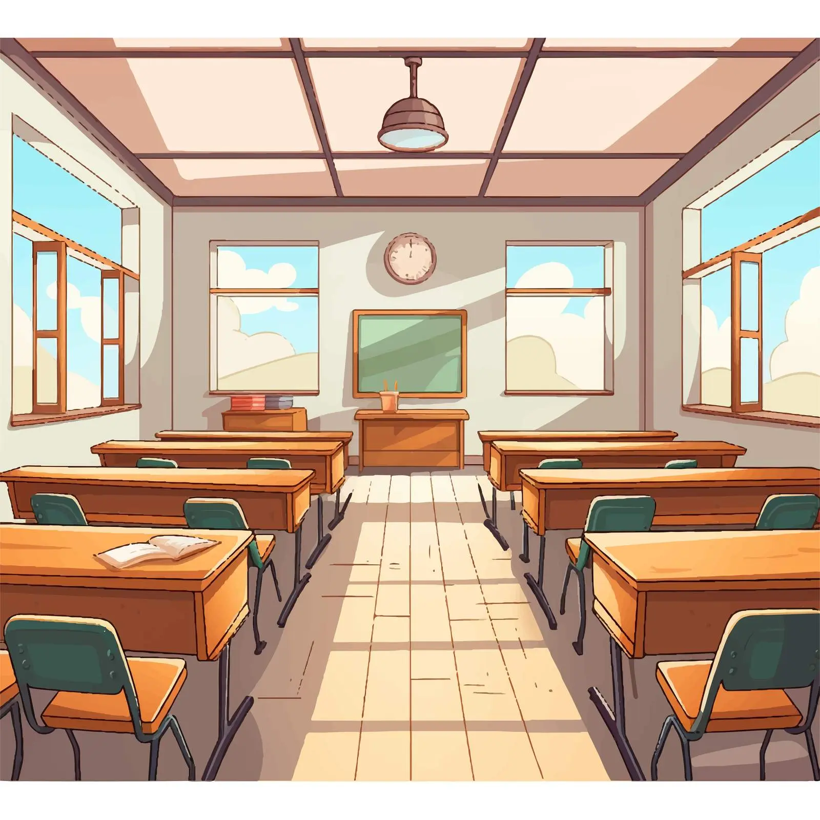 Empty Classroom Illustration in Cartoon Style — free download from Dotvec