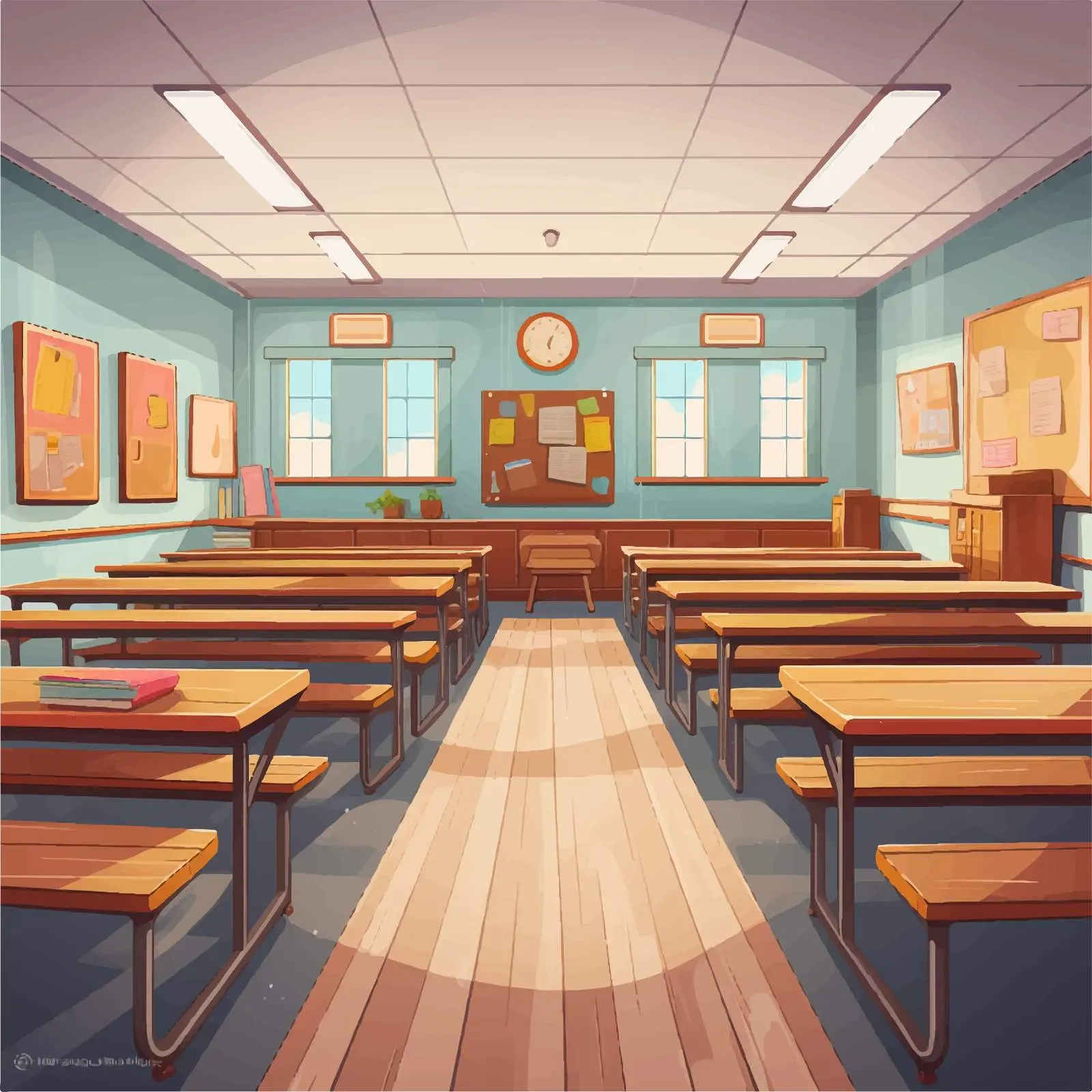 Empty Classroom Cartoon Illustration Vector Design — free download from Dotvec