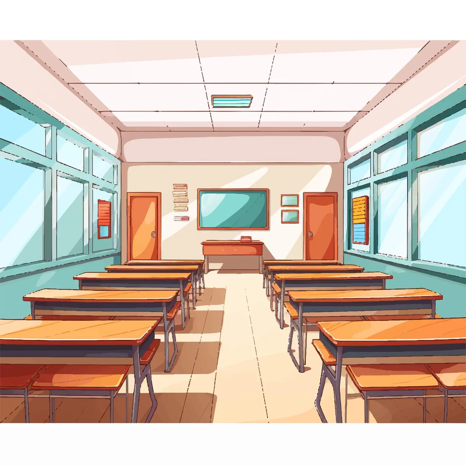Empty Classroom Cartoon Illustration Vector — free download from Dotvec